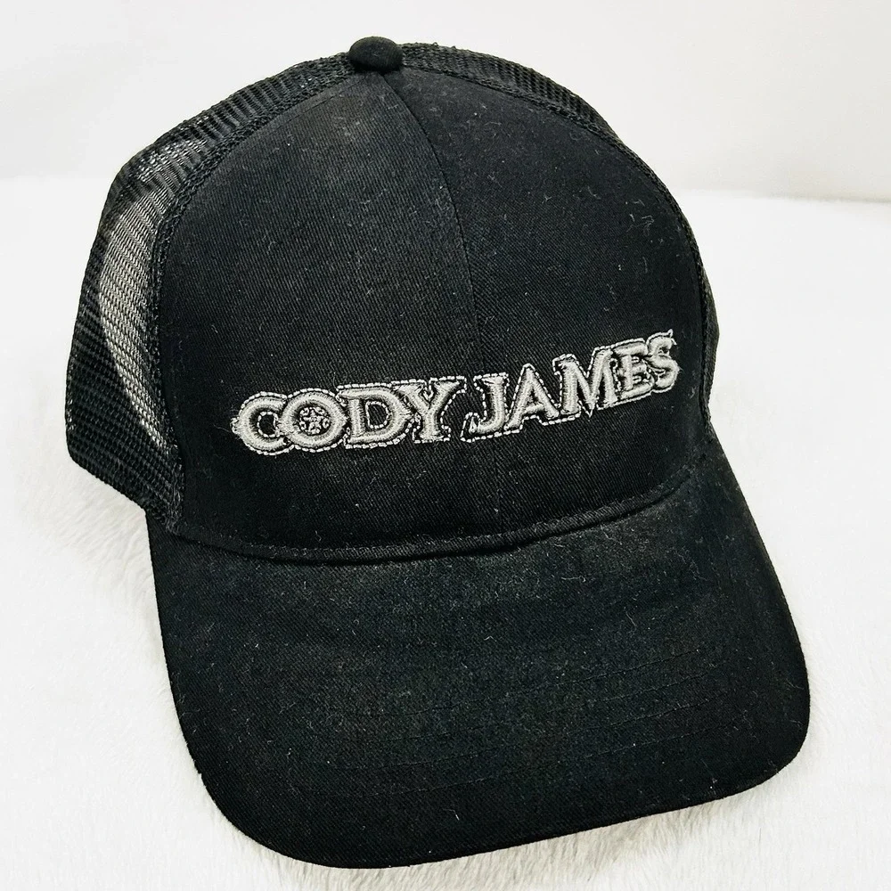 Cody James Wordmark Logo Trucker Hat Cap Snapback Adjustable Black Western‎